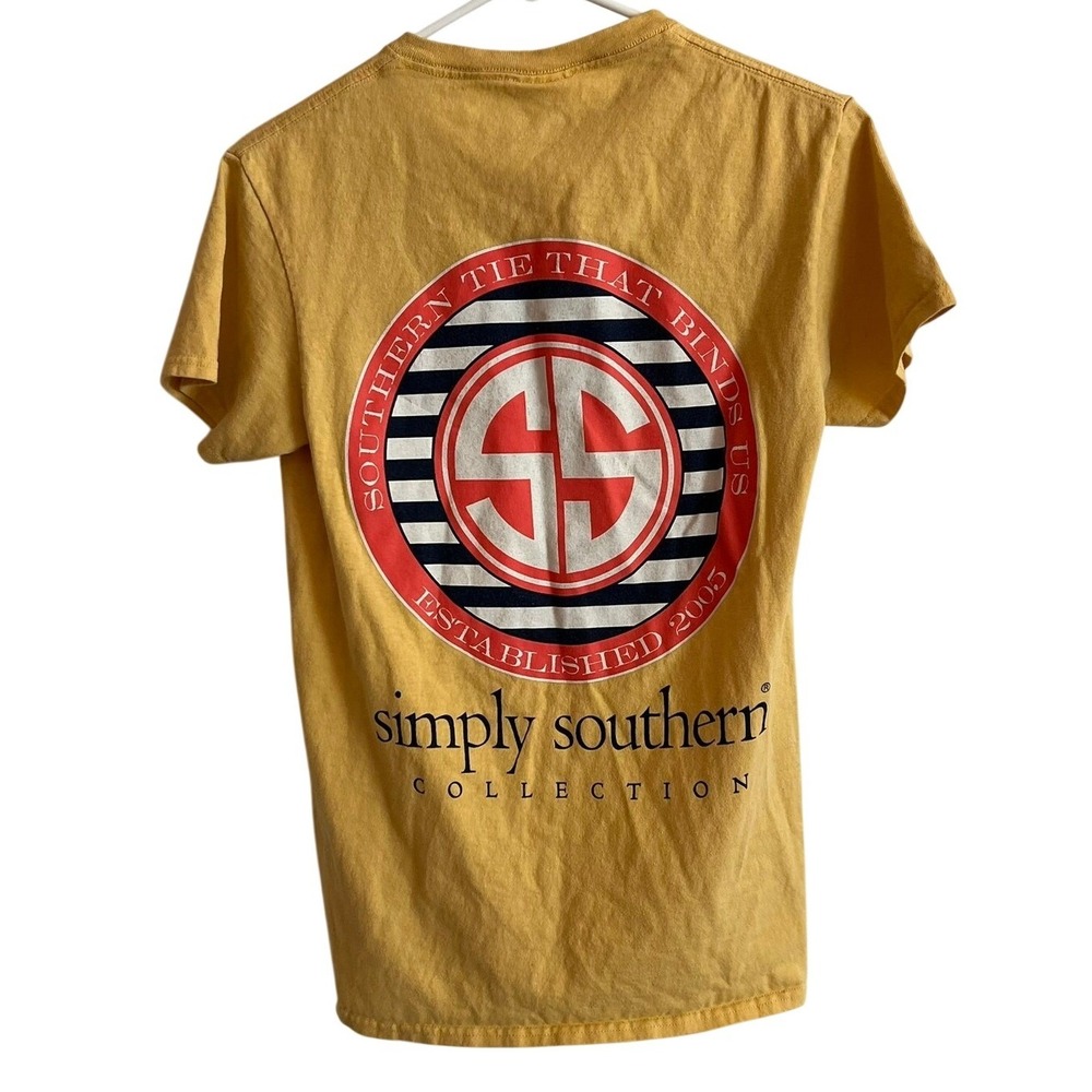 Simply Southern Women's Size Small‎ Yellow SS T-Shirt Southern Tie that Binds Us
